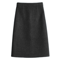 Woolen skirt womens autumn and winter new style high-waisted slimming A-line skirt with sweater thickened mid-length black hip-hugging skirt