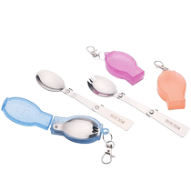 Creative 304 stainless steel solid color folding fork and spoon outdoor travel portable tableware spoon picnic spoon
