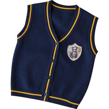 Boys vest sweater autumn children's clothing new primary and secondary school style cardigan vest pure cotton sweater baby Boys vest sweater autumn children's clothing new primary and secondary school style cardigan vest pure cotton sweater baby