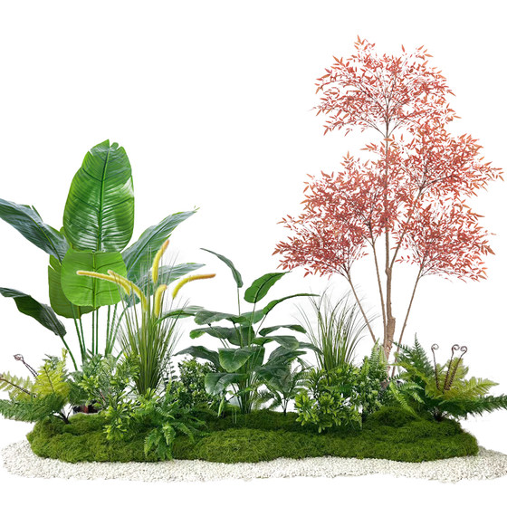 A complete set of simulated green plants and landscaping combinations