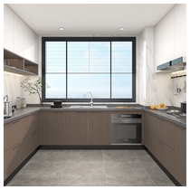 Quanyou whole house integrated cabinet custom U-shaped household quartz stone countertop stove kitchen cabinet integrated kitchen storage cabinet
