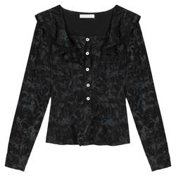 Rui Da Large Women's Black Design Sensory Shirt Women's Summer New Top Fat MM Waist Lamous Shirt Temperature