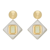 Chinese Valentines Day gift] YSL Yves Saint Laurent womens geometric resin and metal earrings