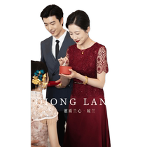 Qionglan 2024 new high-end mother-in-law mother-in-law red lace temperament waist slimming banquet dress summer