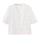 Shuiyunjian ສີຂາວ bud sleeve shirt top women's v-neck short-sleeved shirt waist slimming Kochi 2026 summer new style