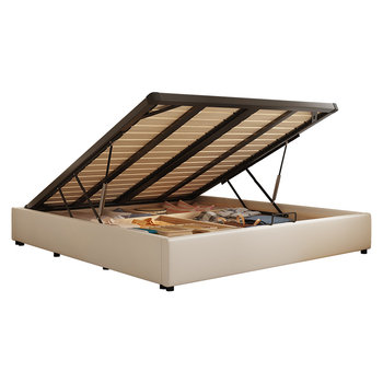 Hot sale steel and wood bed frame-high storage-headless bed