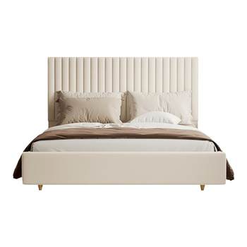 Factory modern simple solid wood bed double bed light luxury bed