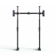 There is a support rod that will not fall off. The horizontal bar does not need to be punched for home use.