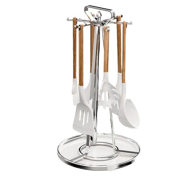 Kitchen rotary spatula rack drain rack spatula storage rack