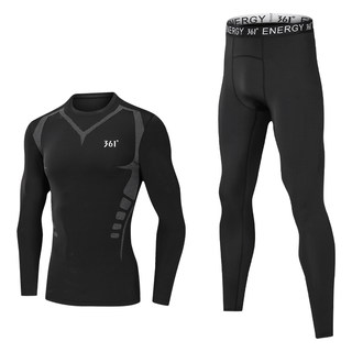361健身衣服男长袖篮球紧身速干衣训练运动晨跑保暖加绒套装秋冬
