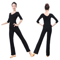 V-neck dance practice clothes professional womens suit tops summer boot-cut pants body etiquette training clothes modern classical