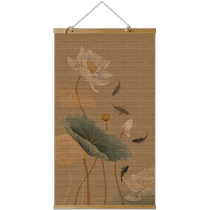 Chinese Style Bamboo Curtain Hanging Painting Tea Room Zen background pendaison Curtain Living Room Genguan Decorative Curtain Book House Printed Curtain curtain Curtain Wall