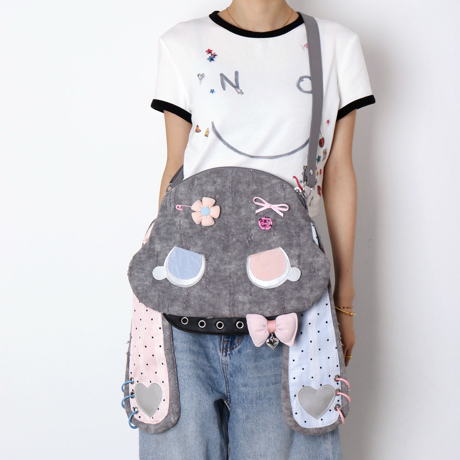 Su Xiaota's new summer collection: Cute and sweet color-blocked lop-eared rabbit bag, niche style, large capacity, single/double shoulder/crossbody backpack.