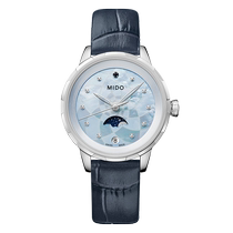 (Self-Employed) Beauty MIDO Swiss Watch Flower Series Moon Phase Water Lake Blue Quartz Women Watch