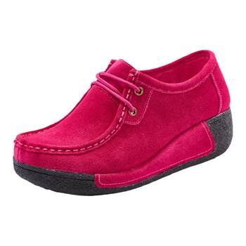 Leather heel-resistant casual shoes with thick sole height-enhancing and lightweight