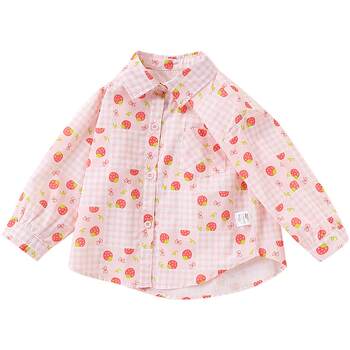 Hamiki girls' strawberry print shirt