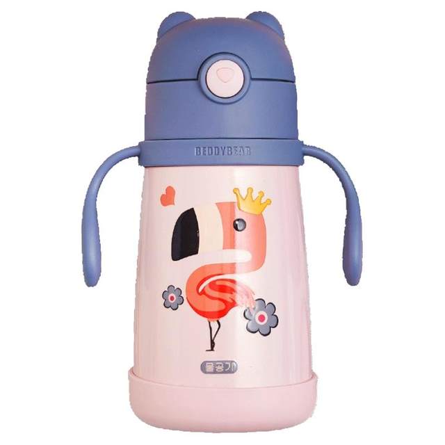 Cup Bear Children's Thermos Cup Food Grade 316 Learning Cup Baby Boys and Girls Back-On Water Cup Straw Cup