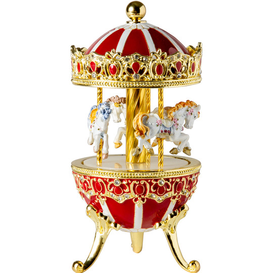 Mechanical Music Box Carousel Metal Enamel
