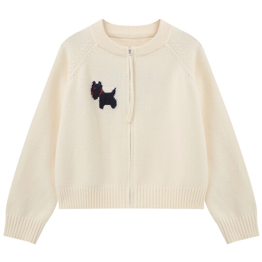 Basic House/Baijiahao Puppy Jacquard Cardigan Sweater Women's 2025 Autumn New Age-Reducing Versatile Jacket