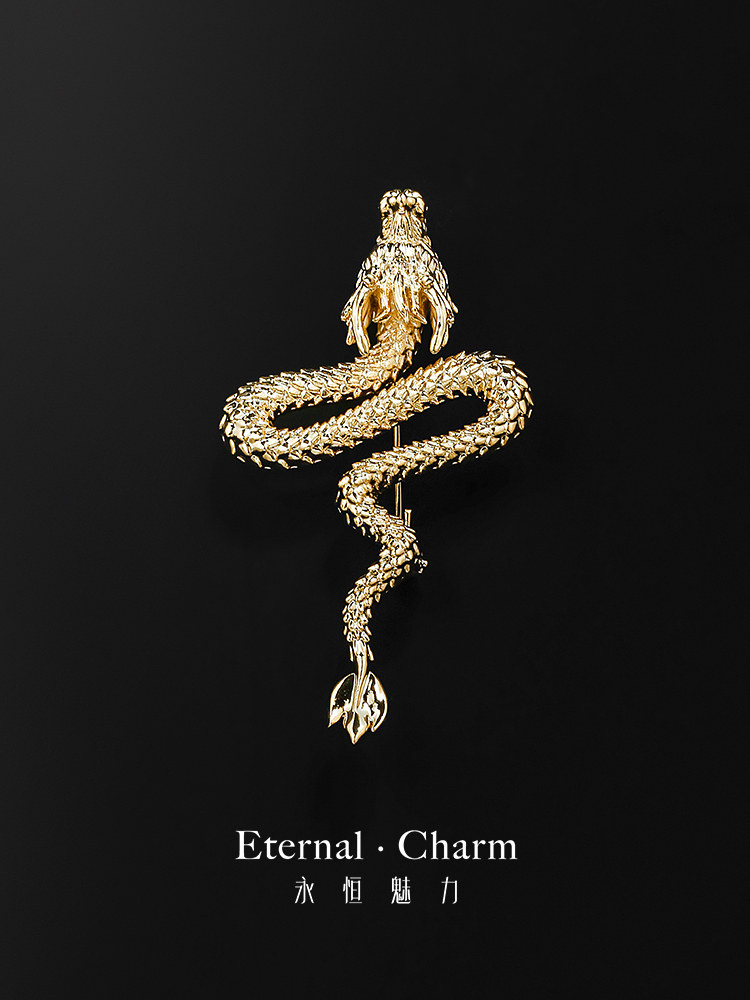 Eternal Charm Curved Dragon Brooch, Exquisite Festive Gift, Unisex Zodiac Dragon Brooch, Versatile Pin