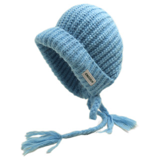 蓝色护耳巴拉克拉法帽子女冬季秋冬天新款大头围保暖针织毛线帽红