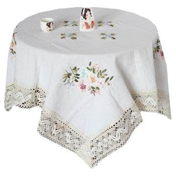 Dining tablecloth embroidery high-end cotton tablecloth cover scarf Dining tablecloth embroidery high-end cotton tablecloth cover scarf
