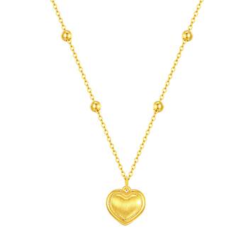 Chow tai sang 18k gold love pendant necklace