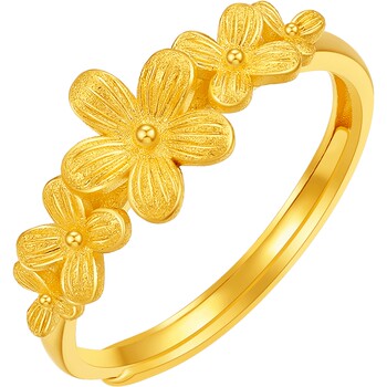 Saturday fortune gold 5g priced pure gold romantic peach blossom dance ring princess wedding date guide series holiday gifts