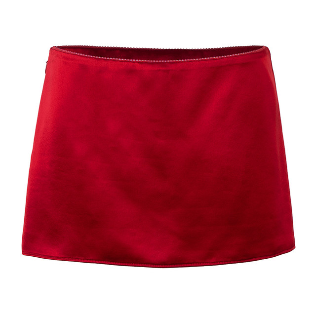 PynkiSwear Retro Red/Pumpkin Orange Satin Skirt A-Line Skirt ຜູ້ຍິງມີສ່ວນລຸ່ມຂອງສະໂພກ