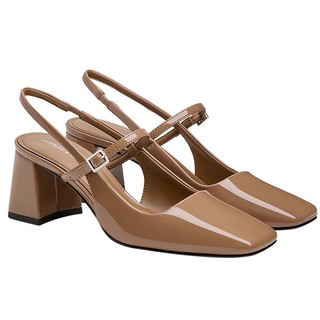 CHARLES＆KEITH25秋季新款CK1-60580316一字带方头粗跟玛丽珍凉鞋