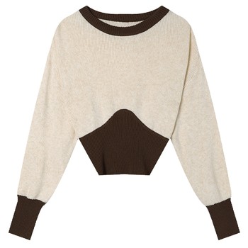 Bailuyu celebrity style contrasting color patchwork sweater