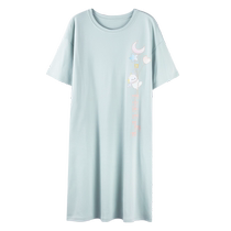 With Chest Cushion Sleeping Dress Medium Long Summer Pure Cotton Thin short sleeves Sleeping Woman summer Large-size pregnant woman Home Residence Wear