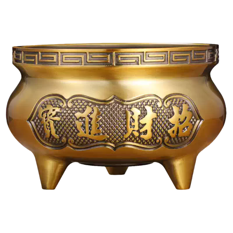 三足双耳纯黄铜合金香炉家用室内上香宣德鼎炉复古供佛堂奉财神爷