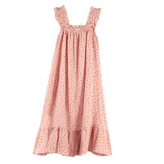 Cherry floral suspender nightgown sweet summer cotton