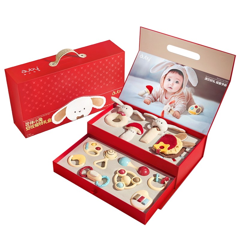Aobei Newborn Baby Gift Practical Baby Meeting Gift Baby Full Moon Gift Soothing Toy 6 Rattle Gift Box