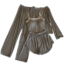 Modal pajamas for women spring and autumn thin sexy pure cotton with breast pads summer suspender trousers outer wear home clothes set