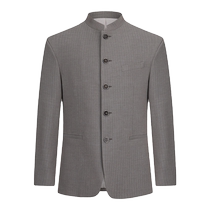 (Chinese stand collar) Qipai suit mens suit autumn new herringbone jacquard five-piece single-breasted suit
