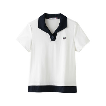 ELLE Active Casual Chic White Polo Shirt Women's 2024 Summer New Lapel T-Shirt Short Sleeve T-Shirt Top