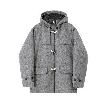 MRCYC hooded woolen coat ຜູ້​ຊາຍ​ດູ​ໃບ​ໄມ້​ລົ່ນ​ແລະ​ລະ​ດູ​ຫນາວ​ເສື້ອ​ຜ້າ​ຝ້າຍ​ອົບ​ອຸ່ນ​ສະ​ໄຕ​ເກົາ​ຫຼີ​ວ່າງ horn button ເສື້ອ​ຂົນ​ຂົນ​ສັດ​ສັ້ນ