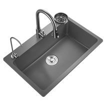 Dechu 1566 kitchen sink quartz stone sink household sink undercounter basin single-slot wash basin gray pool