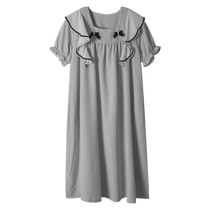 Long Style Sleeping Dress Summer Princess Wind Pyjamas Woman Summer Short Sleeve Thin size Pregnant Lady Ladys Family Residence Dress can be worn outside