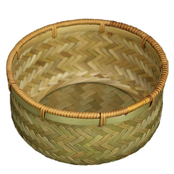 Rattan bamboo fruit basket pure handmade top layer bamboo green