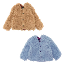 IFKIDS childrens clothing spring and autumn new style girls thickened and warm large roll bubble sheeps wool lined short jacket trendy