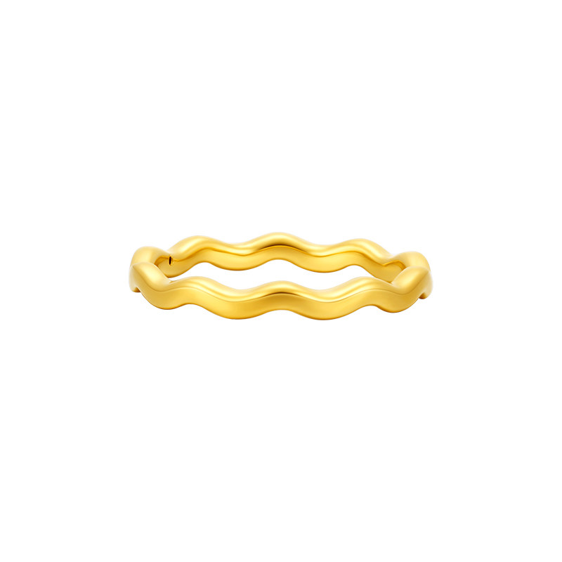 Ming brand jewelry hard gold heartstrings ring gold wavy heartbeat ring for women solid gold ring AFM0421