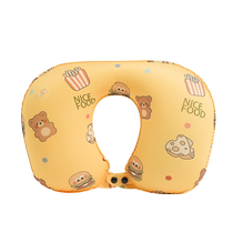 Inflatable U-shaped pillow push-type portable neck pillow airplane travel artifact cartoon printed double fabric U-shaped pillow