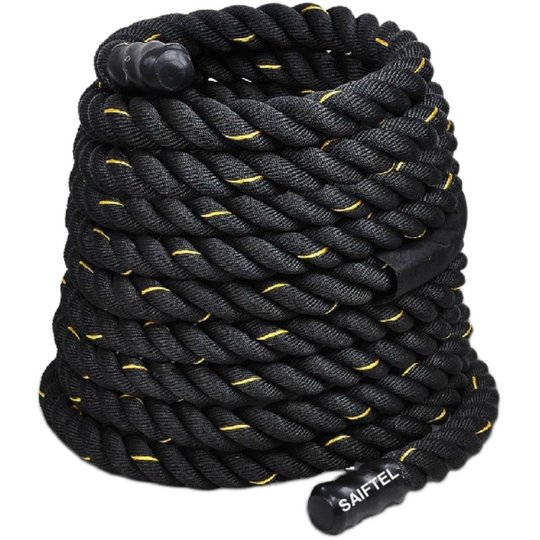 Battle rope for home use with middle sheath for throwing rope to reduce fat and arm strength