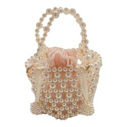 UGALS original French hollow handmade diy material bag woven beaded pearl bag round bucket bucket bag handbag