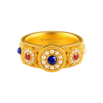 Palace quality handmade ancient gold sui dynasty li children's ring li jingxun's same style filigree diamond inlaid ring
