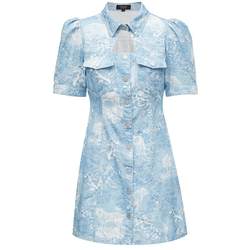 VeroModa Outlet Dress Spring and Autumn Clearance Pure Cotton Puff Sleeve Printed Denim Short Skirt Versatile Women