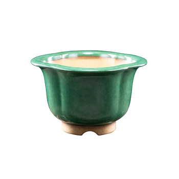 Qin xihong purple sand green glazed purple sand flowerpot